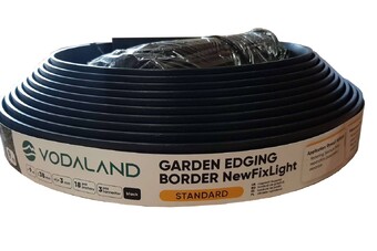 Бордюр садовий NewFixLight чорний B-900.04.04-PE в упаковці з анкерами (18 шт) та з'єднувачами (3 шт)  (арт. 8290404.18-BK)